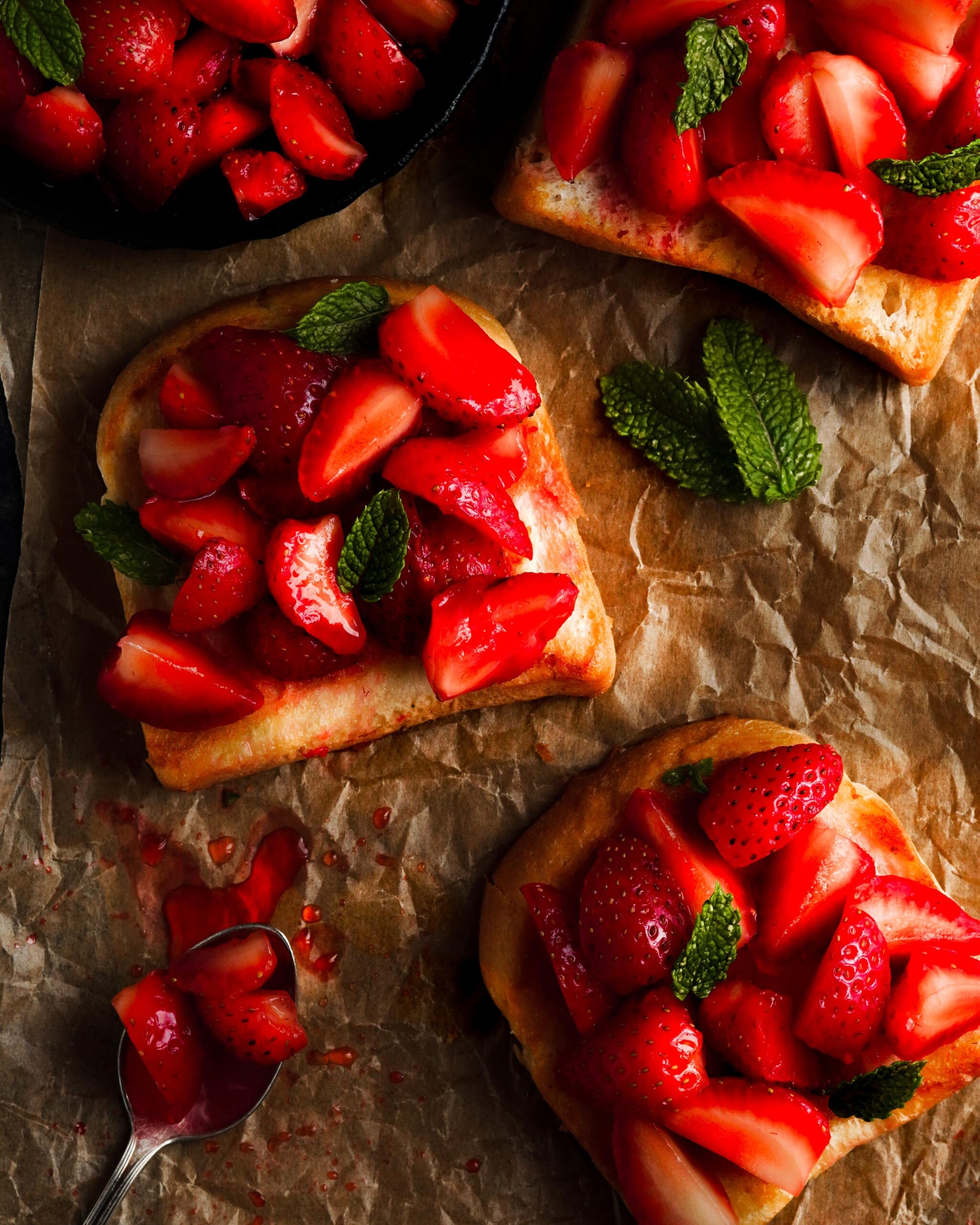 Brioche topped with strawberries